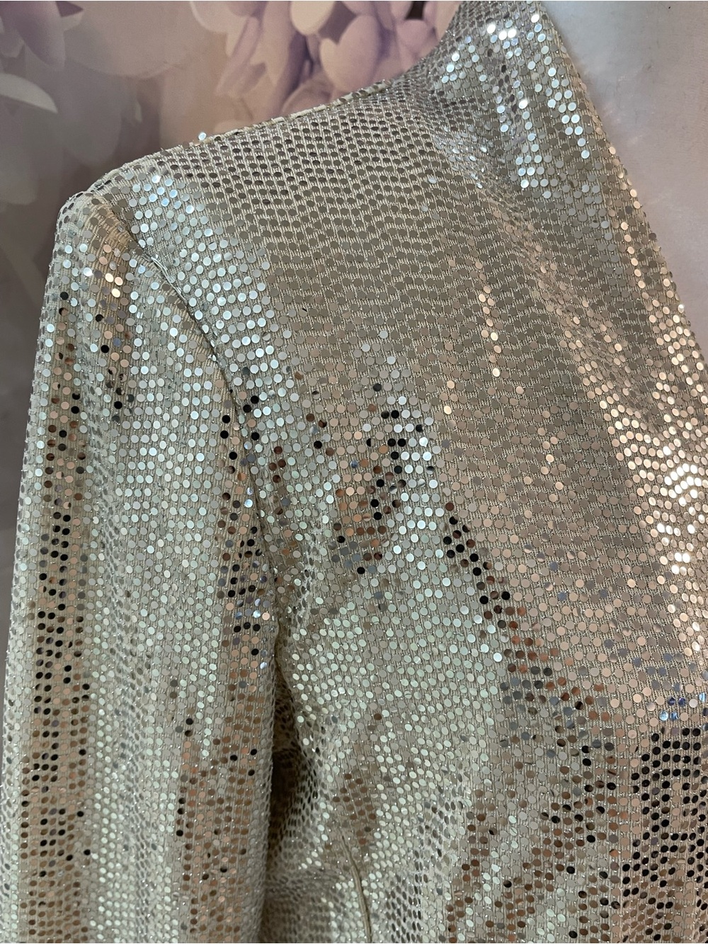 Anne Klein silver Sequin Open-Front Blazer